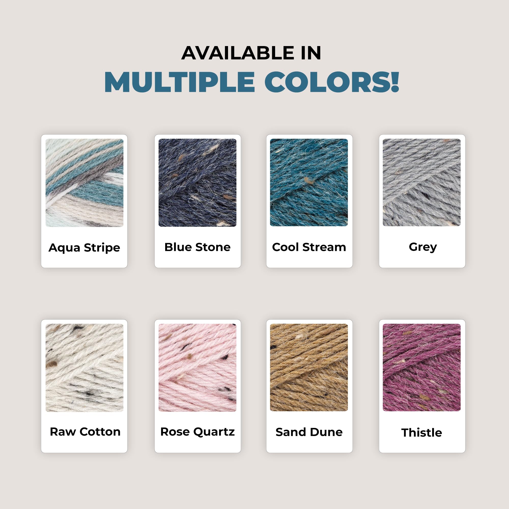 Mary Maxim Alpaca Yarn, Soft, Warm Tweed Yarn for Crocheting and Knitting, Medium Worsted Weight 4, Ideal for Scarves, Sweaters Afghans and Blankets, 262 Yards, Aqua Stripe – 1 Skein - Image 7