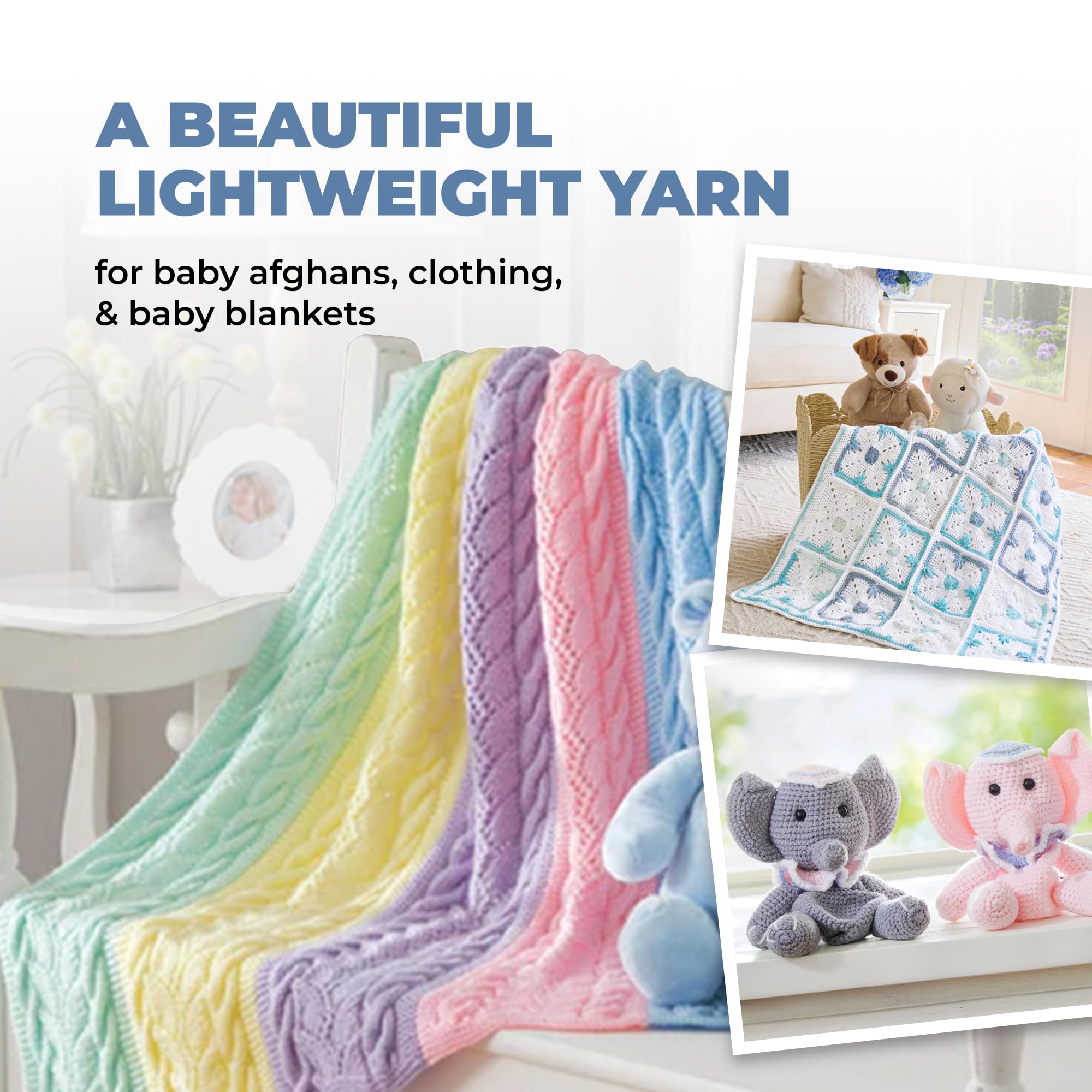 Mary Maxim Baby’s Best Blue Yarn for Crocheting and Knitting, Lightweight Size 2 Yarn for Baby Blankets, Afghans and Clothing, Soft Acrylic Nylon Blend, 171 Yards - 1 Skein - Image 4