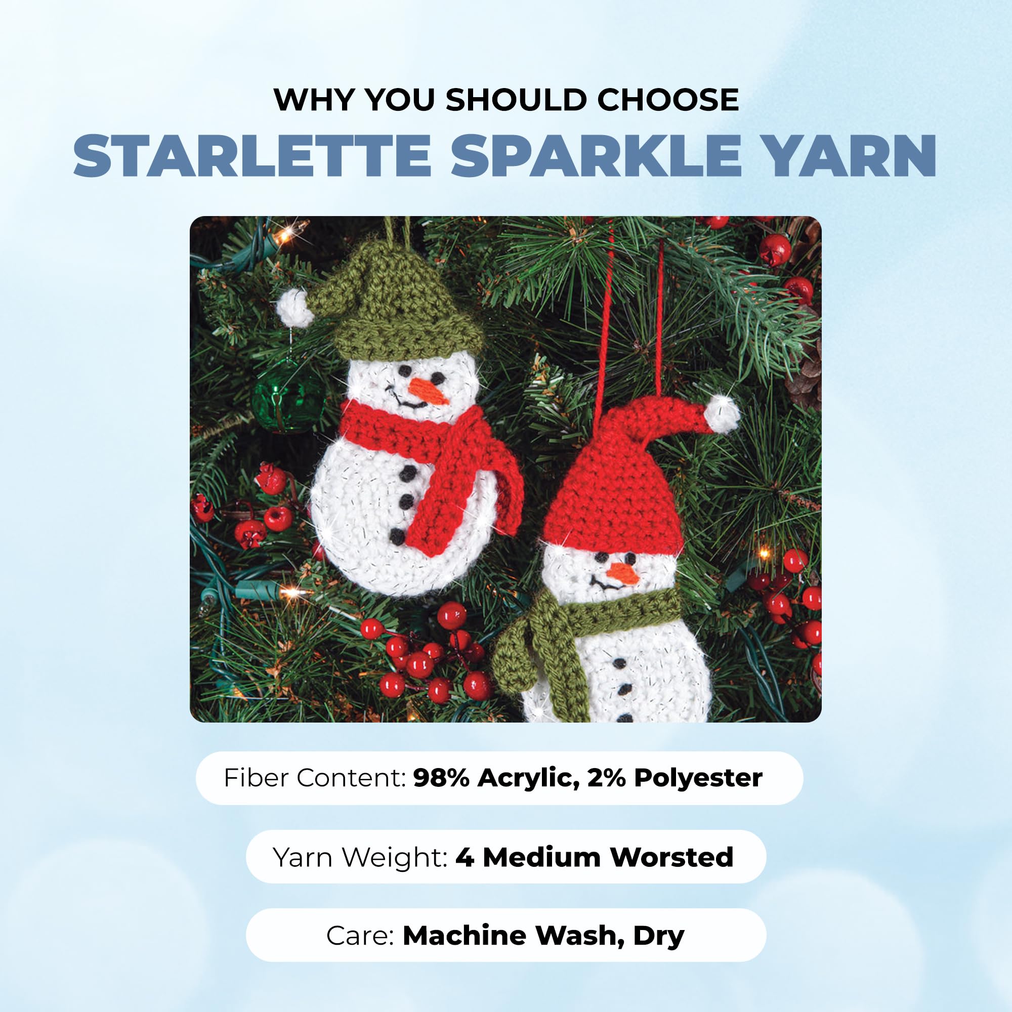 Mary Maxim Starlette Sparkle Yarn, Medium Worsted Weight Yarn for Knitting and Crocheting, Acrylic Polyester Blend for Blankets, Clothing, and Decor, 196 Yards Black - Image 5